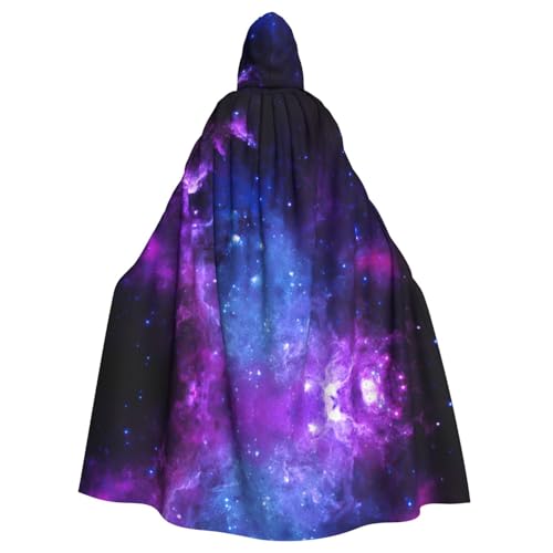 Blauer Galaxie-Druck, 140 cm Länge, Vampir-Kapuzenumhang, Kapuzenumhang für Halloween, Rollenspiele mit Krawatte von KAPPTYY