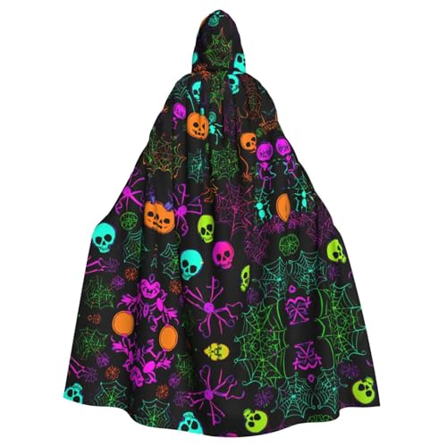 Halloween-Totenkopf-Druck, 140 cm Länge, Vampir-Kapuzenumhang, Kapuzenumhang für Halloween, Rollenspiele mit Krawatte von KAPPTYY