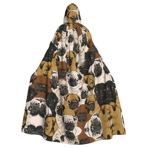 Imagen De Mops-Aufdruck, 140 cm Länge, Vampir-Kapuzenumhang, Kapuzenumhang für Halloween, Rollenspiele mit Krawatte von KAPPTYY