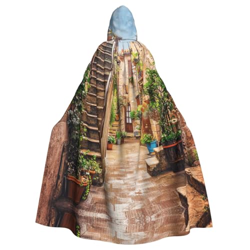 Italienischer Straßendruck, 140 cm Länge, Vampir-Kapuzenumhang, Kapuzenumhang für Halloween, Rollenspiele mit Krawatte Italienischer Straßendruck, 140 cm Länge, Vampir-Kapuzenumhang, Kapuzenumhang für Halloween, Rollenspiele mit Krawatte von KAPPTYY