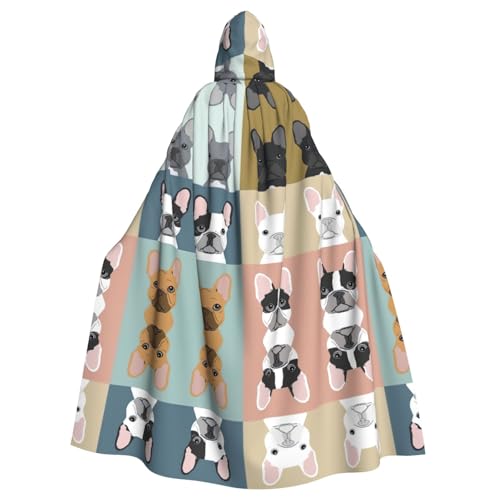 Kapuzenumhang mit französischer Bulldogge, 140 cm Länge, Vampir-Kapuzenumhang für Halloween, Rollenspiele mit Krawatte Kapuzenumhang mit französischer Bulldogge, 140 cm Länge, Vampir-Kapuzenumhang für Halloween, Rollenspiele mit Krawatte von KAPPTYY
