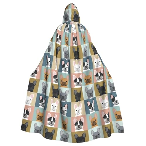 Kapuzenumhang mit französischer Bulldogge, 140 cm Länge, Vampir-Kapuzenumhang für Halloween, Rollenspiele mit Krawatte Kapuzenumhang mit französischer Bulldogge, 140 cm Länge, Vampir-Kapuzenumhang für Halloween, Rollenspiele mit Krawatte von KAPPTYY