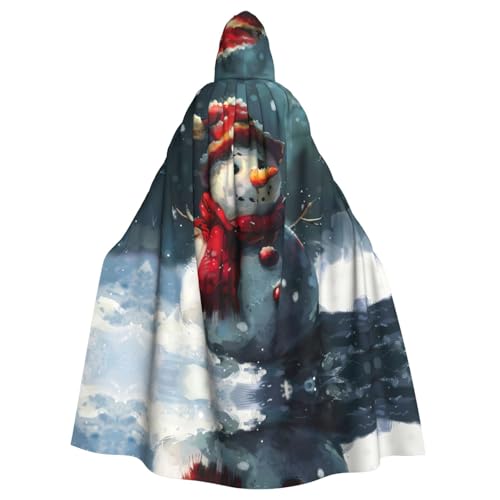 Niedlicher Schneemann-Druck, 140 cm Länge, Vampir-Kapuzenumhang, Kapuzenumhang für Halloween, Rollenspiele mit Krawatte von KAPPTYY
