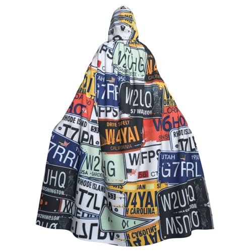 Nummernschild-Druck, 140 cm Länge, Vampir-Kapuzenumhang, Kapuzenumhang für Halloween, Rollenspiele mit Krawatte Nummernschild-Druck, 140 cm Länge, Vampir-Kapuzenumhang, Kapuzenumhang für Halloween, Rollenspiele mit Krawatte von KAPPTYY