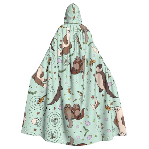 Otter-Druck, 140 cm Länge, Vampir-Kapuzenumhang, Kapuzenumhang für Halloween, Rollenspiele mit Krawatte Otter-Druck, 140 cm Länge, Vampir-Kapuzenumhang, Kapuzenumhang für Halloween, Rollenspiele mit Krawatte von KAPPTYY
