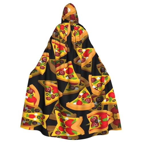 Pizza-3D-Druck, 140 cm Länge, Vampir-Kapuzenumhang, Kapuzenumhang für Halloween, Rollenspiele mit Krawatte von KAPPTYY