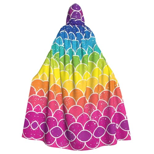 Regenbogenfischschuppen-Druck, 140 cm Länge, Vampir-Kapuzenumhang, Kapuzenumhang für Halloween, Rollenspiele mit Krawatte Regenbogenfischschuppen-Druck, 140 cm Länge, Vampir-Kapuzenumhang, Kapuzenumhang für Halloween, Rollenspiele mit Krawatte von KAPPTYY