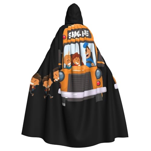 Schulbus-Druck, 140 cm Länge, Vampir-Kapuzenumhang, Kapuzenumhang für Halloween, Rollenspiele mit Krawatte Schulbus-Druck, 140 cm Länge, Vampir-Kapuzenumhang, Kapuzenumhang für Halloween, Rollenspiele mit Krawatte von KAPPTYY