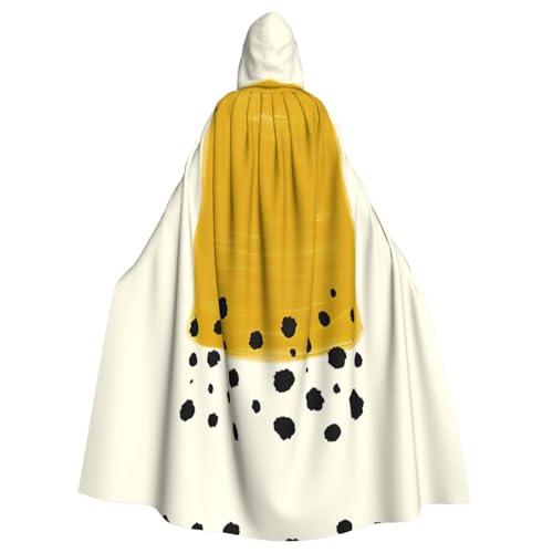 Senfgelber und schwarzer Druck, 140 cm Länge, Vampir-Kapuzenumhang, Kapuzenumhang für Halloween, Rollenspiele mit Krawatte von KAPPTYY