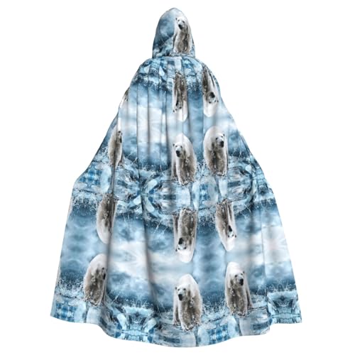 Umhang mit Kapuze für Erwachsene, Motiv: Eisbär, 140 cm lang, mit Kapuze, Umhang mit Kapuze, für Halloween, Rollenspiele mit Krawatte Umhang mit Kapuze für Erwachsene, Motiv: Eisbär, 140 cm lang, mit Kapuze, Umhang mit Kapuze, für Halloween, Rollenspiele mit Krawatte von KAPPTYY