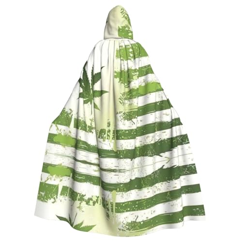 Umhang mit Kapuze für Erwachsene, Motiv: Gras-Topf, Blattdruck, 140 cm Länge, Vampir, Kapuzenumhang für Halloween, Rollenspiele mit Krawatte von KAPPTYY