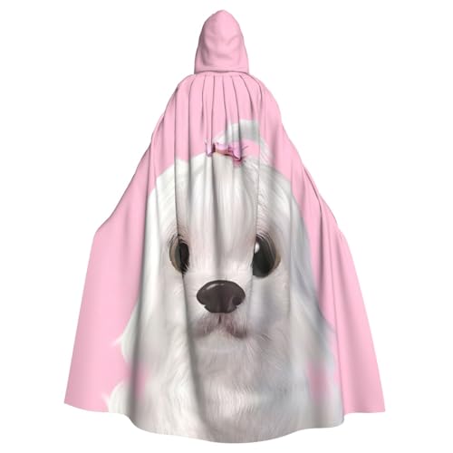 Umhang mit Kapuze für Erwachsene, Motiv: Malteser-Hund, 140 cm lang, Vampir, Kapuzenumhang für Halloween, Rollenspiele mit Krawatte Umhang mit Kapuze für Erwachsene, Motiv: Malteser-Hund, 140 cm lang, Vampir, Kapuzenumhang für Halloween, Rollenspiele mit Krawatte von KAPPTYY
