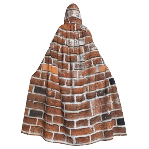 Umhang mit Kapuze für Erwachsene, Motiv: Old Brick Wall Print, 140 cm Länge, Vampir, Kapuzenumhang für Halloween, Rollenspiele mit Krawatte von KAPPTYY