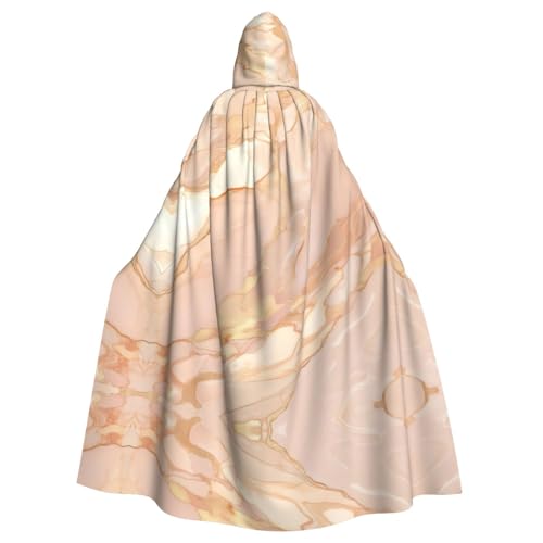 Umhang mit Kapuze und Vampir-Motiv, rotgoldener Marmor-Druck, 140 cm lang, für Erwachsene, Umhang mit Kapuze, für Halloween, Rollenspiele mit Krawatte von KAPPTYY