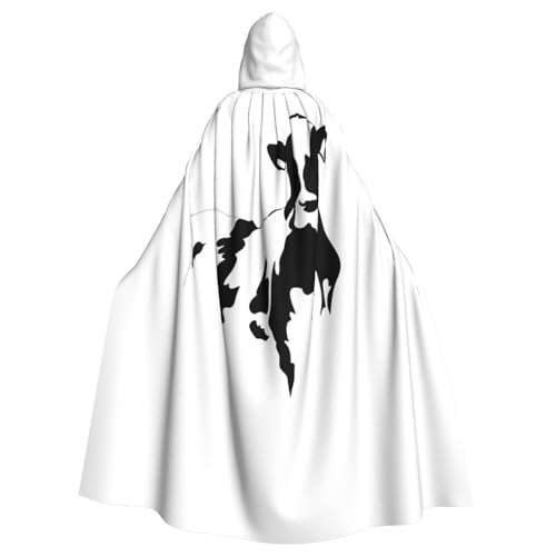 Umhang mit Kuh in Schwarz-Weiß-Druck, 140 cm Länge, Vampir-Kapuzenumhang, Kapuzenumhang für Halloween, Rollenspiele mit Krawatte Umhang mit Kuh in Schwarz-Weiß-Druck, 140 cm Länge, Vampir-Kapuzenumhang, Kapuzenumhang für Halloween, Rollenspiele mit Krawatte von KAPPTYY