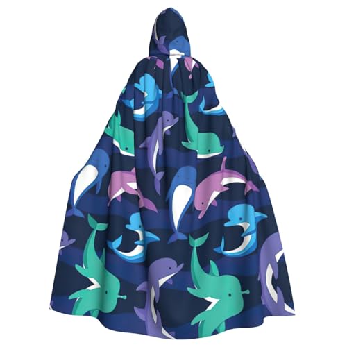 Vampir-Kapuzenumhang für Erwachsene, Delfindruck, 140 cm lang, Kapuzenumhang für Halloween, Rollenspiele mit Krawatte Vampir-Kapuzenumhang für Erwachsene, Delfindruck, 140 cm lang, Kapuzenumhang für Halloween, Rollenspiele mit Krawatte von KAPPTYY