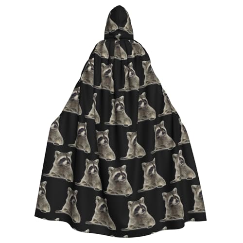 Vampir-Kapuzenumhang für Erwachsene, Motiv: Haariger Waschbär-Druck, 140 cm lang, Kapuzenumhang für Halloween, Rollenspiele mit Krawatte Vampir-Kapuzenumhang für Erwachsene, Motiv: Haariger Waschbär-Druck, 140 cm lang, Kapuzenumhang für Halloween, Rollenspiele mit Krawatte von KAPPTYY