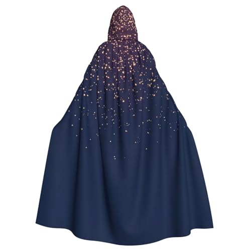 Vampir-Kapuzenumhang für Erwachsene, Motiv: Himmel und Sterne, 140 cm lang, mit Kapuze, für Halloween, Rollenspiele mit Krawatte, Marineblau von KAPPTYY
