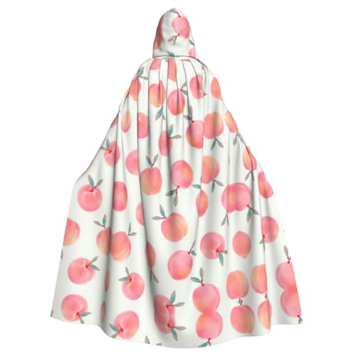 Vampir-Kapuzenumhang für Erwachsene, Motiv: rosa Pfirsichdruck, 140 cm lang, Kapuzenumhang für Halloween, Rollenspiele mit Krawatte Vampir-Kapuzenumhang für Erwachsene, Motiv: rosa Pfirsichdruck, 140 cm lang, Kapuzenumhang für Halloween, Rollenspiele mit Krawatte von KAPPTYY