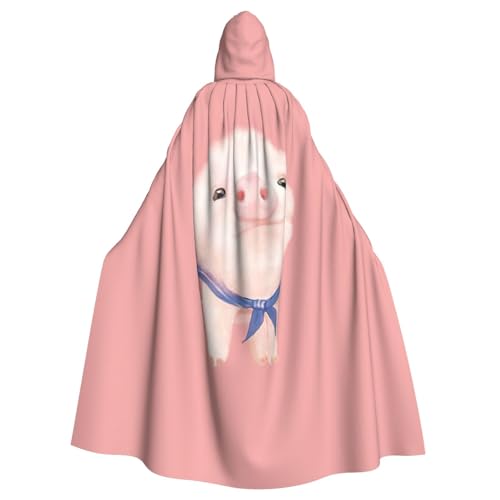 Vampir-Kapuzenumhang für Erwachsene, Motiv: rosa Schwein, 140 cm lang, Kapuzenumhang für Halloween, Rollenspiele mit Krawatte von KAPPTYY