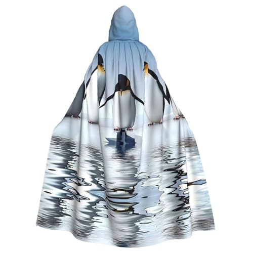 Vampir-Kapuzenumhang für Erwachsene, Pinguin-Druck, 140 cm lang, Kapuzenumhang für Halloween, Rollenspiele mit Krawatte von KAPPTYY
