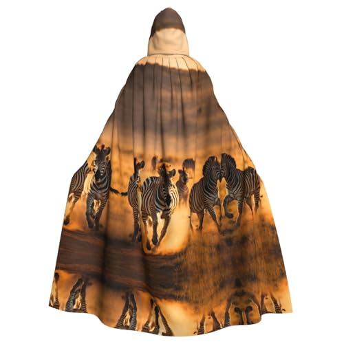 Vampir-Kapuzenumhang für Erwachsene, Zebra-Tierdruck, 140 cm lang, Kapuzenumhang für Halloween, Rollenspiele mit Krawatte von KAPPTYY