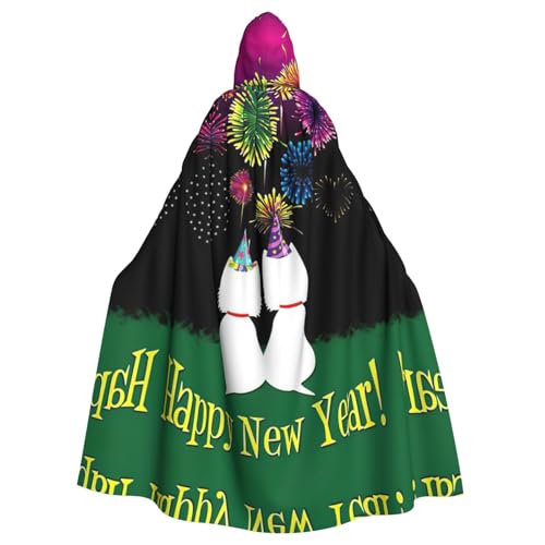 Vampir-Kapuzenumhang mit Aufschrift "Happy Year", bedruckt, 140 cm lang, für Halloween, Rollenspiele mit Krawatte Vampir-Kapuzenumhang mit Aufschrift "Happy Year", bedruckt, 140 cm lang, für Halloween, Rollenspiele mit Krawatte von KAPPTYY