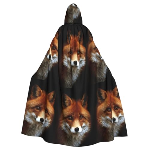 Vampir-Kapuzenumhang mit Fuchs-Aufdruck, 140 cm lang, für Erwachsene, Umhang mit Kapuze, für Halloween, Rollenspiele mit Krawatte von KAPPTYY