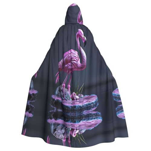 Vampir-Kapuzenumhang mit Hohl-Flamingo-Druck, 140 cm Länge, Kapuzenumhang für Halloween, Rollenspiele mit Krawatte Vampir-Kapuzenumhang mit Hohl-Flamingo-Druck, 140 cm Länge, Kapuzenumhang für Halloween, Rollenspiele mit Krawatte von KAPPTYY