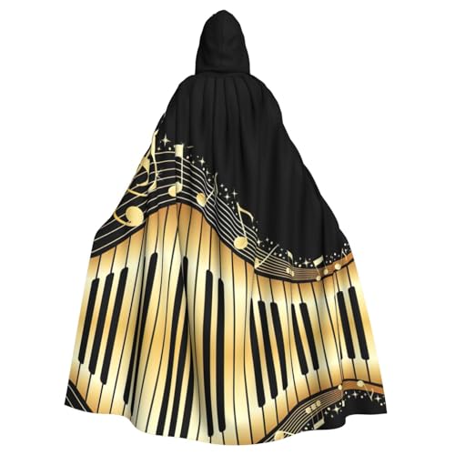 Vampir-Kapuzenumhang mit Musiknoten-Druck, 140 cm Länge, Kapuzenumhang für Halloween, Rollenspiele mit Krawatte Vampir-Kapuzenumhang mit Musiknoten-Druck, 140 cm Länge, Kapuzenumhang für Halloween, Rollenspiele mit Krawatte von KAPPTYY