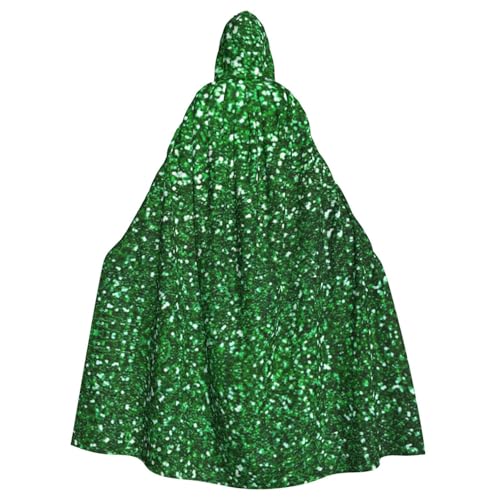 Vampir-Kapuzenumhang mit Pailletten, 140 cm lang, für Erwachsene, Umhang mit Kapuze, für Halloween, Rollenspiele mit Krawatte, Grün von KAPPTYY