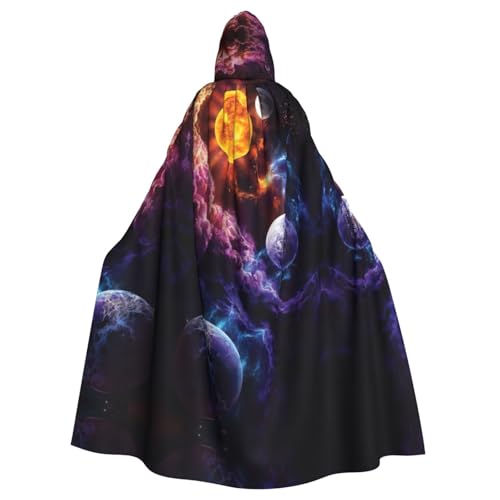 Vampir-Kapuzenumhang mit Planetendruck, 140 cm lang, für Erwachsene, Umhang mit Kapuze, für Halloween, Rollenspiele mit Krawatte von KAPPTYY