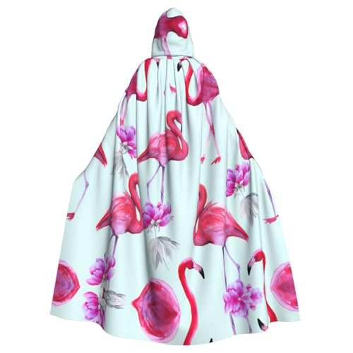 Vampir-Kapuzenumhang mit rosa Flamingos, 140 cm Länge, Kapuzenumhang für Halloween, Rollenspiele mit Krawatte Vampir-Kapuzenumhang mit rosa Flamingos, 140 cm Länge, Kapuzenumhang für Halloween, Rollenspiele mit Krawatte von KAPPTYY