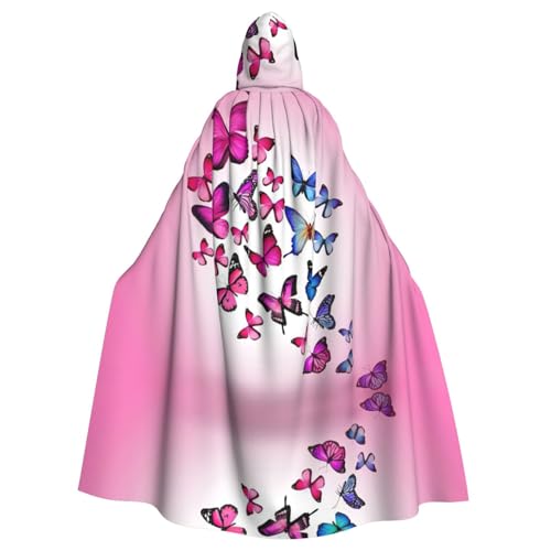 Vampir-Kapuzenumhang mit rosa Schmetterlingen, 140 cm Länge, Kapuzenumhang für Halloween, Rollenspiele mit Krawatte Vampir-Kapuzenumhang mit rosa Schmetterlingen, 140 cm Länge, Kapuzenumhang für Halloween, Rollenspiele mit Krawatte von KAPPTYY