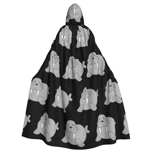 Walrus Printing Vampir-Kapuzenumhang für Erwachsene, 140 cm lang, Kapuzenumhang für Halloween, Rollenspiele mit Krawatte Walrus Printing Vampir-Kapuzenumhang für Erwachsene, 140 cm lang, Kapuzenumhang für Halloween, Rollenspiele mit Krawatte von KAPPTYY