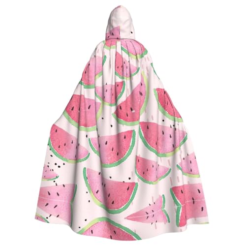 Wassermelonen-Umhang mit frischem Obstdruck, 140 cm Länge, Vampir-Kapuzenumhang, Kapuzenumhang für Halloween, Rollenspiele mit Krawatte von KAPPTYY