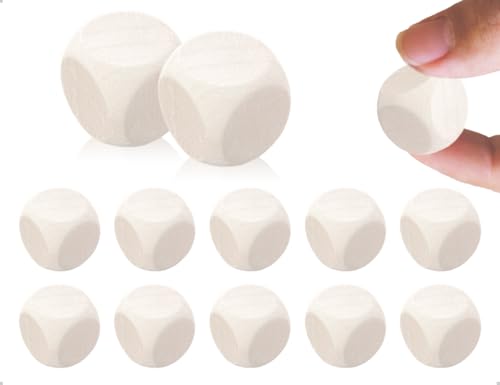 KAPSING 10 Stück Holzwürfel,Blank Unlackiertes Holz Sechsseitig Bastelwürfel,verwendet für DIY Kunst & Handwerk Brettspiele Familie Party Unterricht(20 mm) von KAPSING