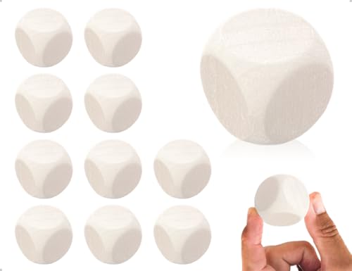 KAPSING 10 Stück Holzwürfel,Blank Unlackiertes Holz Sechsseitig Bastelwürfel,verwendet für DIY Kunst & Handwerk Brettspiele Zuhause Bar Camping(30 mm) von KAPSING