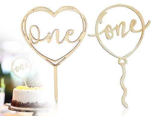 KAPSING 2 Stück Hölzern Cake Topper Geburtstag, tortendeko 1. Geburtstag, wild one Cake Topper Geburtstag deko, Cupcake Toppers Babyparty Kuchendekoration von KAPSING