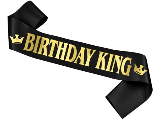 KAPSING Birthday King Geburtstag Schärpe, Männer Birthday Schärpe Geburtstag Deko, Boy Sash schwarzer, Birthday King Banner, Dekorationen für Geburtstagsfeiern KAPSING Birthday King Geburtstag Schärpe, Männer Birthday Schärpe Geburtstag Deko, Boy Sash schwarzer, Birthday King Banner, Dekorationen für Geburtstagsfeiern von KAPSING