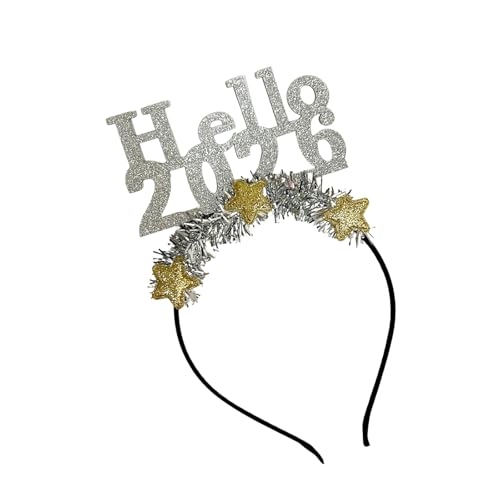 KAQNTUD 2026 Neujahr Party Feier Haarband mit Glitzer Stern Dekoration Girlanden Hairhoop für Erwachsene Kinder Festival Event von KAQNTUD