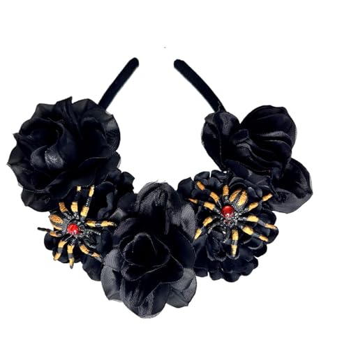 KAQNTUD Halloween-Haarreif mit Rosen-Blumenmuster, Nieten, Blume, Spinnen, Haarstyling für Live-Show, Stirnbänder, Karneval KAQNTUD Halloween-Haarreif mit Rosen-Blumenmuster, Nieten, Blume, Spinnen, Haarstyling für Live-Show, Stirnbänder, Karneval von KAQNTUD