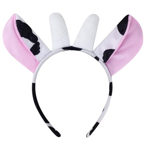 KAQNTUD Lustiges Kuhhorn und Ohren-Stirnband, elastisches Haarband, Party-Haarteile für Partys, Festivals, Cosplay und den Alltag von KAQNTUD
