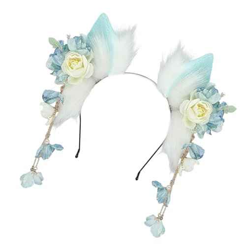 KAQNTUD Plüsch Katzen Wolf Ohren Stirnband für Anime Cosplay mit Gummiband Kostüm Haarband Mode Haarschmuck Anime Katzen Ohren Haarband von KAQNTUD