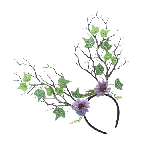 KAQNTUD Realistischer Blumen-Haarreif im Renaissance-Stil, Haarteil, Hirschgeweih, Stirnbänder für Halloween, Cosplay von KAQNTUD