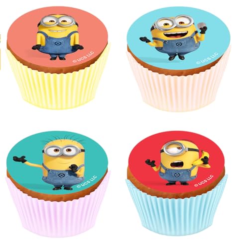 Kardasis Minions Cupcake-Aufleger Muffin Dekoration | Essbarer Aufleger für Torten und Kuchen | Tortendekoration für den Minions Themengeburtstag | 5,3cm + 12 Stücke von KARDASIS