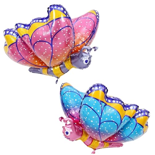 2 Stück Schmetterling Luftballon,Schmetterling Folienballon,XXL Bunt Schmetterlinge Themenballon,Schmetterling Deko Helium Ballon,Ballon Geburtstag Deko,Kindergeburtstag Party von KARELLS