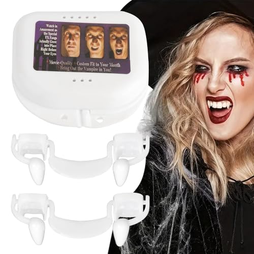 Halloween-Vampirzähne, Vampirzähne, 2 Paar, einziehbarer Vampirzahn, Cosplay-Party-Requisiten, Halloween-Party-Zubehör, keine Zahnfleischreizung, wiederverwendbare Vampirzähne für Kinder und Halloween-Vampirzähne, Vampirzähne, 2 Paar, einziehbarer Vampirzahn, Cosplay-Party-Requisiten, Halloween-Party-Zubehör, keine Zahnfleischreizung, wiederverwendbare Vampirzähne für Kinder und von KARELLS