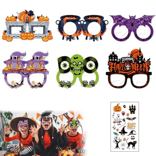 KARELLS 6 Stück Halloween-Papiergläser für Kinder, Halloween Brillen Set, Halloween-papiergläser Neuheit Brillen Fledermaus Brille, Für Frauen Lustige Halloween-brille Party Requisiten Brillen KARELLS 6 Stück Halloween-Papiergläser für Kinder, Halloween Brillen Set, Halloween-papiergläser Neuheit Brillen Fledermaus Brille, Für Frauen Lustige Halloween-brille Party Requisiten Brillen von KARELLS