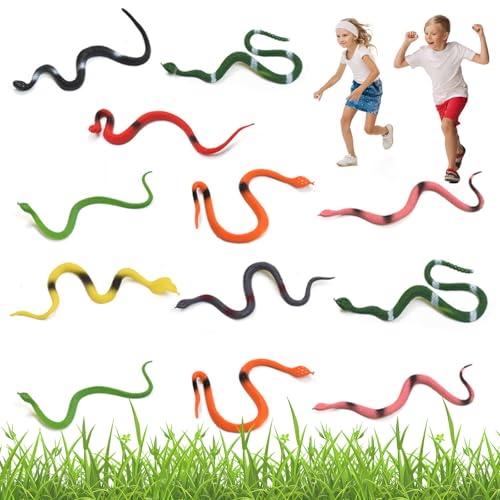 KARELLS Gummischlange,Verschiedene Schlangen,12 Stück Bunte Gefälschte Schlange, Kunststoff Schlangen,Realistische Gummi Schlange,Spielzeug Schlangen,Regenwald Schlangen von KARELLS